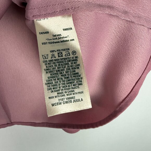 Ted Baker Juula Waterfall Sleeve Crepe Top In Dusky Pink Ted Size 4 US Size 10 - Picture 8 of 15